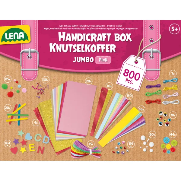 LENA: Jumbo růžový kutilský kufřík — kreativní hrací sada, 800 dílů obrázek 3