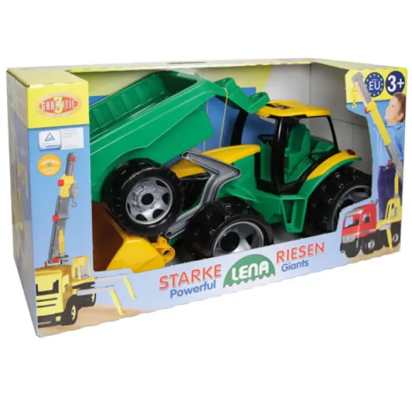LENA: Obrovský traktor s čelním nakladačem a přívěsem zelený/žlutý 108 cm obrázek 2