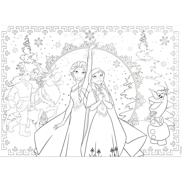Ledové království 2 v 1, 250dílné puzzle a omalovánka 50x35 cm - Lisciani obrázek 3
