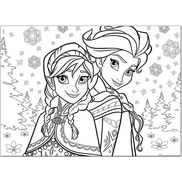 Ledové království Sestry 2 v 1 60dílné maxi puzzle a omalovánka 70x50cm - Lisciani obrázek 2