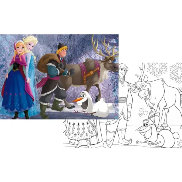 Ledové království tým 2 v 1, puzzle a omalovánky, 108 dílků, 70x50 cm – Lisciani obrázek 2