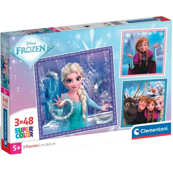 Ledové království veselé chvíle 3x48 dílků Supercolor puzzle - Clementoni obrázek 1