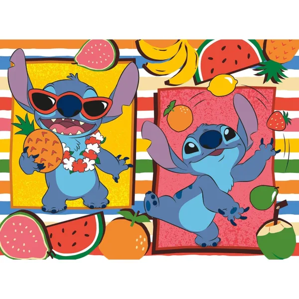 Lilo a Stitch ovocné dobrodružství 2 v 1, 48dílné Eco mini puzzle a omalovánka 35x25 cm – Lisciani obrázek 2