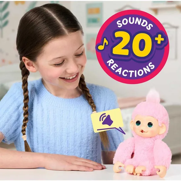 Little Live Pets: Mini Maki Luna Lemon interaktivní růžová opice obrázek 5
