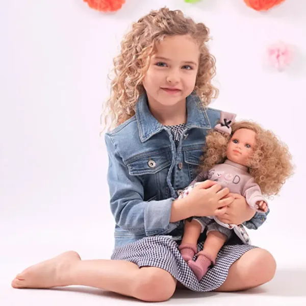 Llorens: Elena panenka v šatech s květinovým tylem a kudrnatými blond vlasy, 35 cm. obrázek 4