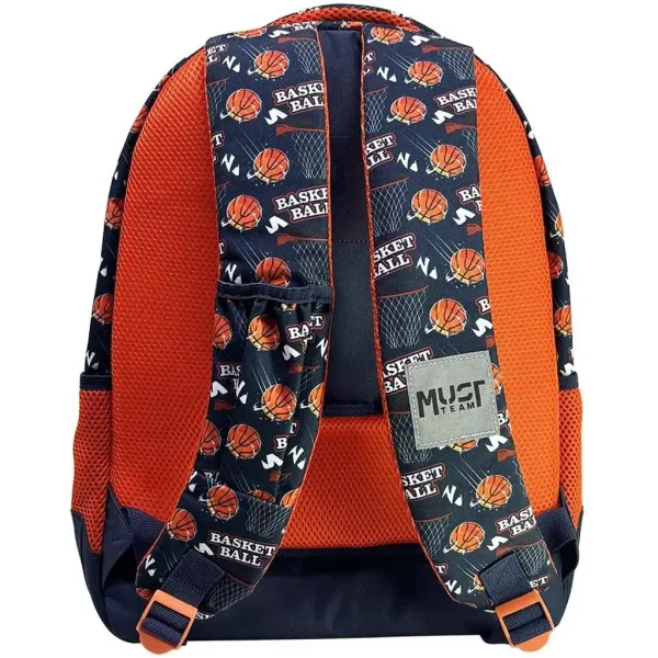 Luna: Must Team školní batoh s motivem basketbalu, oranžovo-modrý, zaoblený, se 3 přihrádkami, 32x18x43 cm obrázek 2