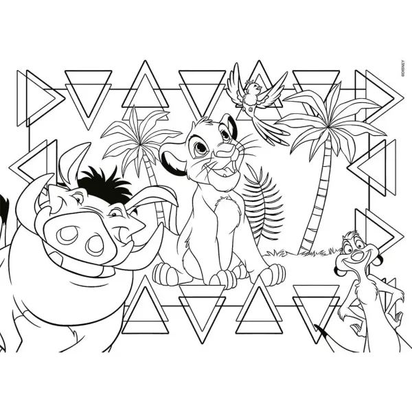 Lví král 2 v 1, maxi puzzle 60 dílků a omalovánky 70x50 cm - Lisciani obrázek 2