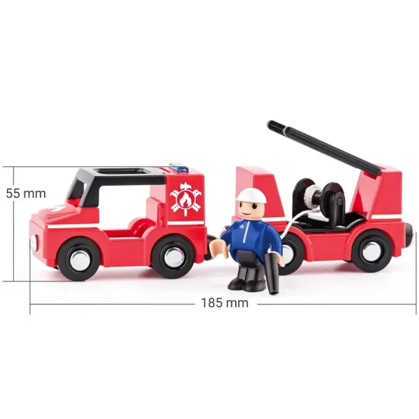 Magnetické hasičské auto s přívěsem - Woodyland obrázek 2