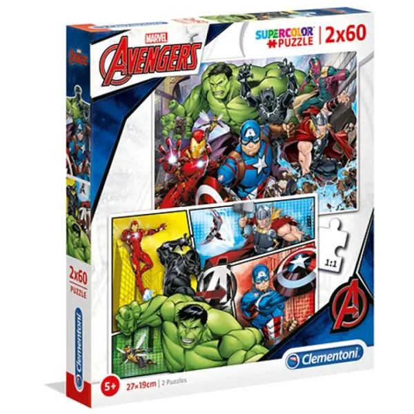 Marvel Avengers Supercolor 2 v 1 puzzle 2x60 ks - Clementoni obrázek 1