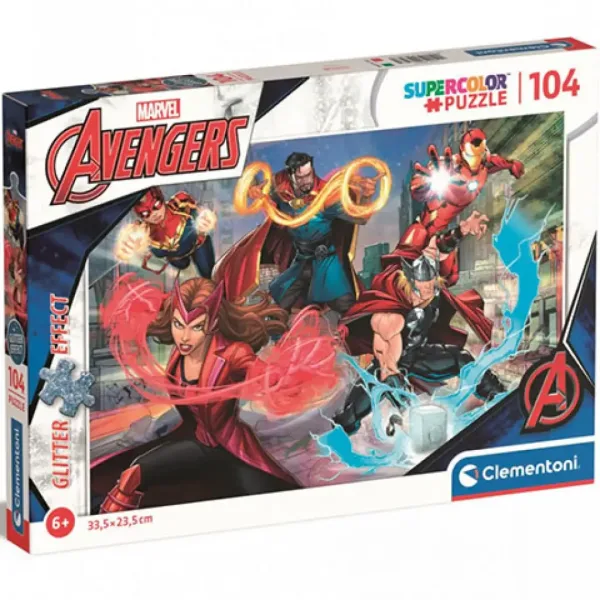 Marvel: Avengers Supercolor třpytivé puzzle 104 dílků - Clementoni obrázek 1