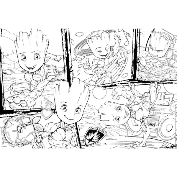 Marvel Groot 2 v 1, 250dílné puzzle a omalovánka, 50x35 cm – Lisciani obrázek 2