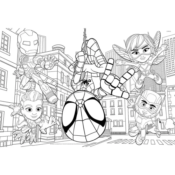Marvel Spidey 2 v 1 maxi 2x24dílné puzzle a omalovánka 50x35 cm - Lisciani obrázek 3