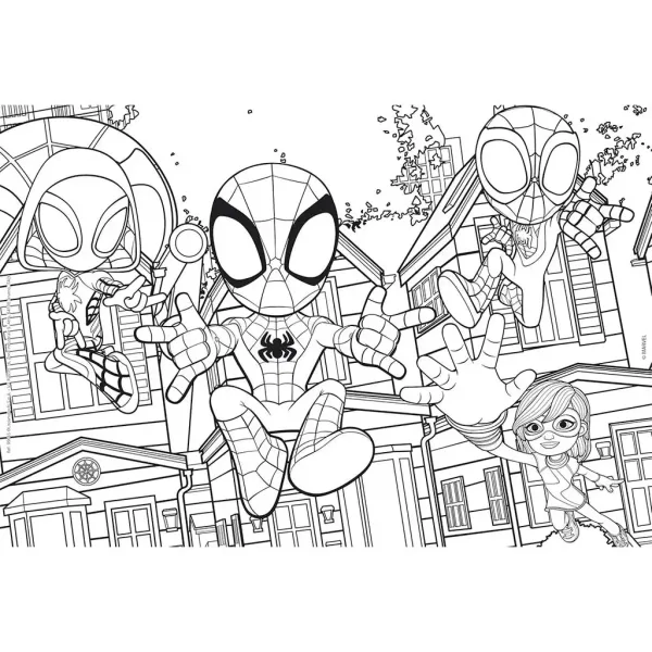 Marvel Spidey a jeho tým 2 v 1, puzzle a omalovánka, 24 dílků, 50x35 cm - Lisciani obrázek 2