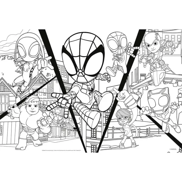 Marvel Spidey bojuje 2 v 1, 24dílné puzzle a omalovánka 50x35 cm – Lisciani obrázek 2