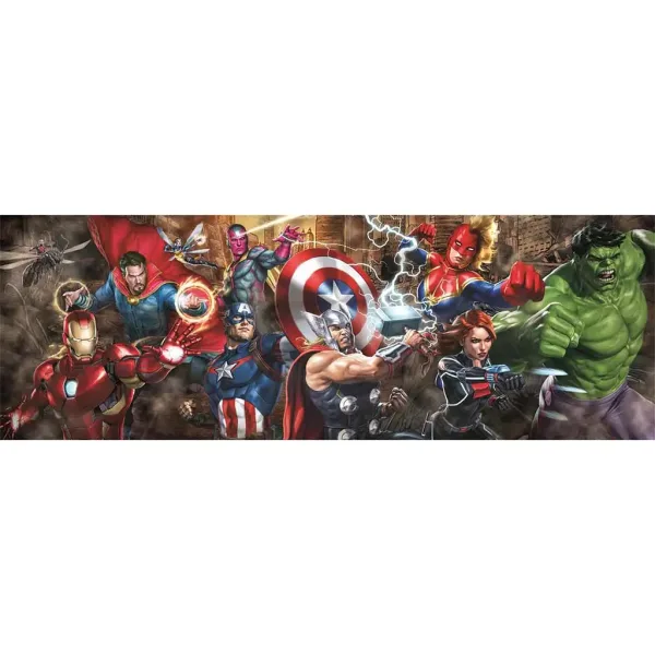 Marvel superhrdinové 1000 dílků panorama puzzle 98x33cm - Clementoni obrázek 2