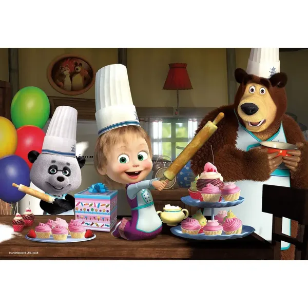 Máša a Medvěd pečení muffinů 24dílné puzzle 50x35cm - Lisciani obrázek 2