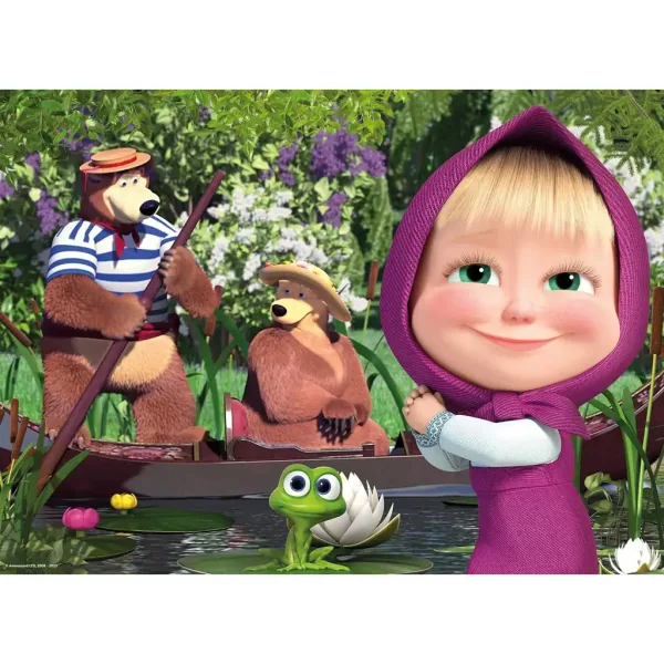 Máša a medvěd 2 v 1 24dílné maxi podlahové puzzle a omalovánka 70x50cm - Lisciani obrázek 2