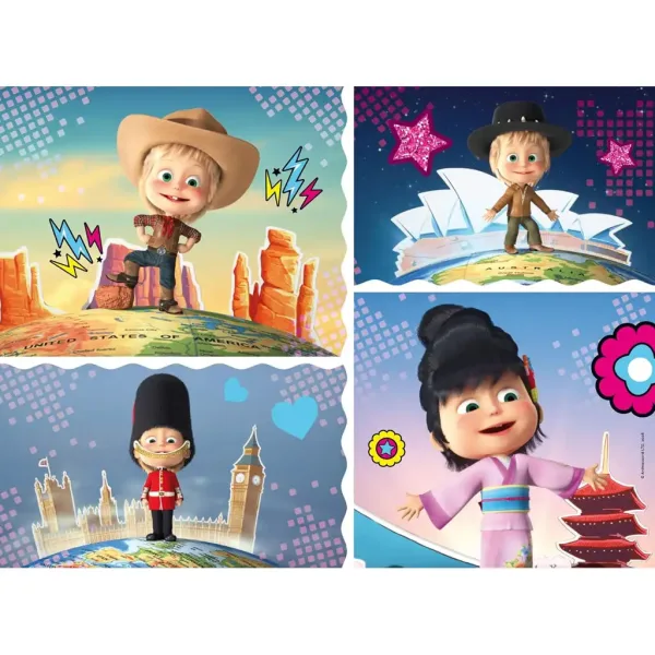 Máša a medvěd Máša poznává svět 24dílné maxi podlahové puzzle 70x50 cm - Lisciani obrázek 2