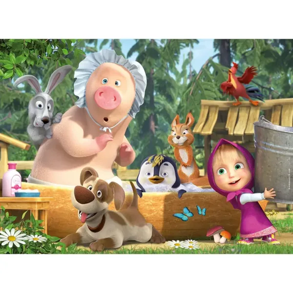 Máša a medvěd koupání 24dílné maxi podlahové puzzle 70x50 cm - Lisciani obrázek 2