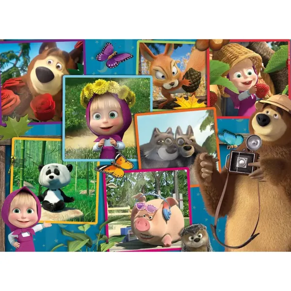 Máša a medvěd obrázky 2 v 1 35dílné maxi podlahové puzzle a omalovánka 70x50 cm - Lisciani obrázek 2