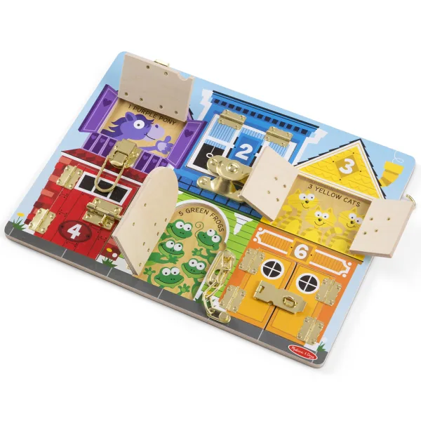 Melissa & Doug: Dřevěná didaktická tabulka – zámky a západky pro rozvoj dovedností - Spin Master obrázek 2