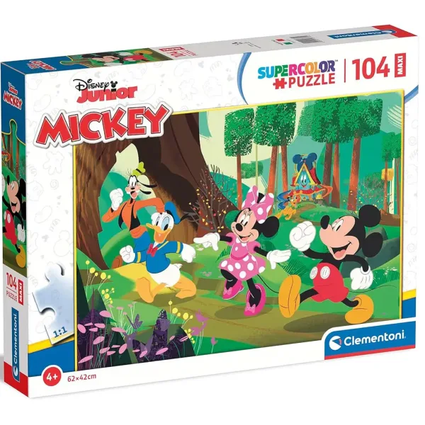 Mickey Mouse a jeho přátelé lesní dobrodružství 104dílné maxi supercolor puzzle - Clementoni obrázek 1