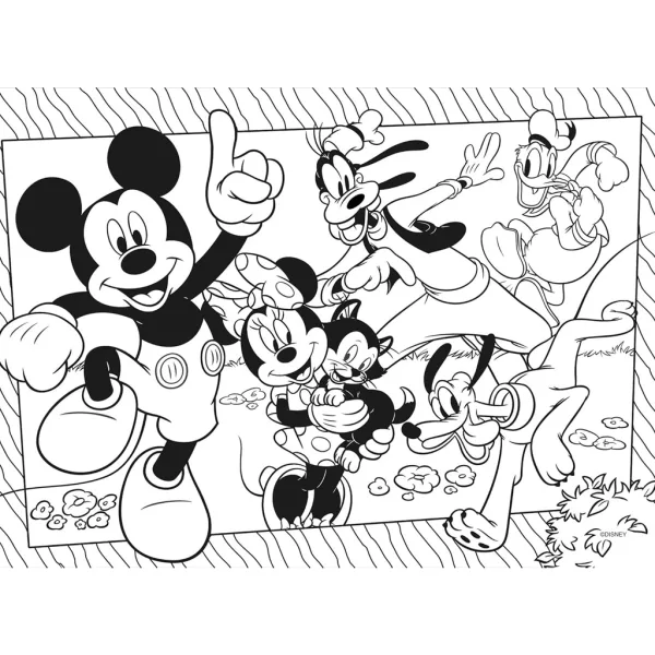 Myšák Mickey a přátelé 2 v 1 60dílné Eco puzzle a omalovánka 70x50 cm - Lisciani obrázek 3