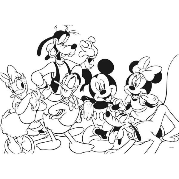 Mickey Mouse a přátelé 2 v 1 60dílné maxi puzzle a omalovánky 70x50 cm – Lisciani obrázek 2