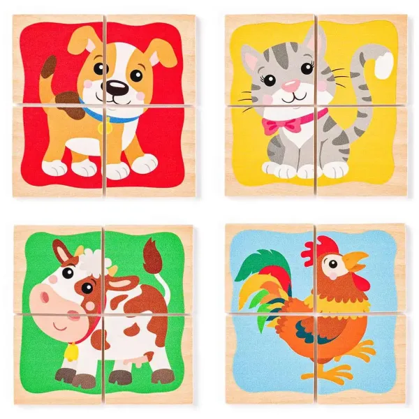 Mini dřevěné puzzle se zvířaty v krabičce - Woodyland obrázek 2