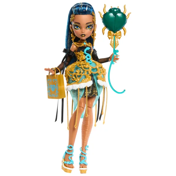 Monster High: Děsivě sladké narozeniny – panenka Cleo De Nile s balónkem a dárkem – Mattel obrázek 2