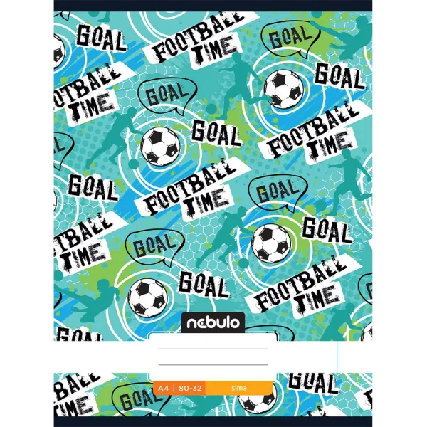 Nebulo: Sešit s hladkými listy, sešívaný, s nápisem "Football time", 80-32, formát A4 obrázek 1
