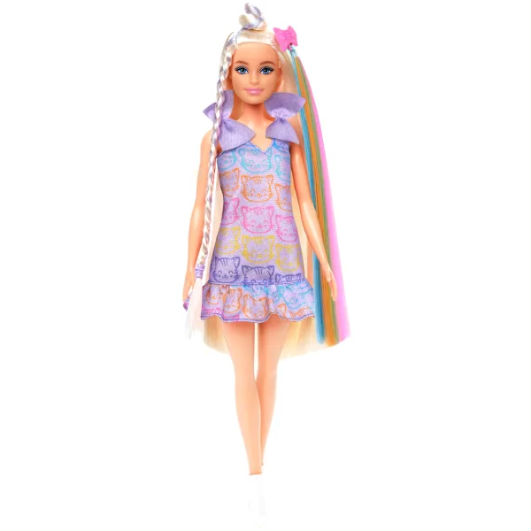 Panenka Barbie v kočičím oblečení s módními prameny - herní sada Mattel obrázek 2
