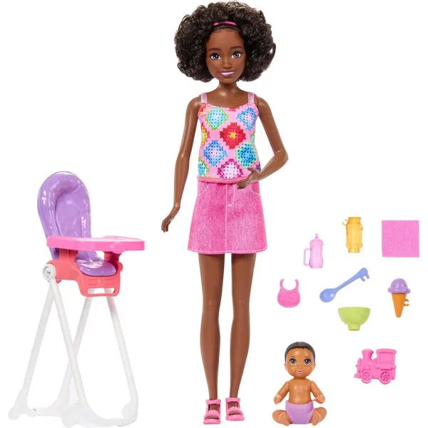 Panenka Barbie v růžových šatech - sada na hlídání dětí - Mattel obrázek 2