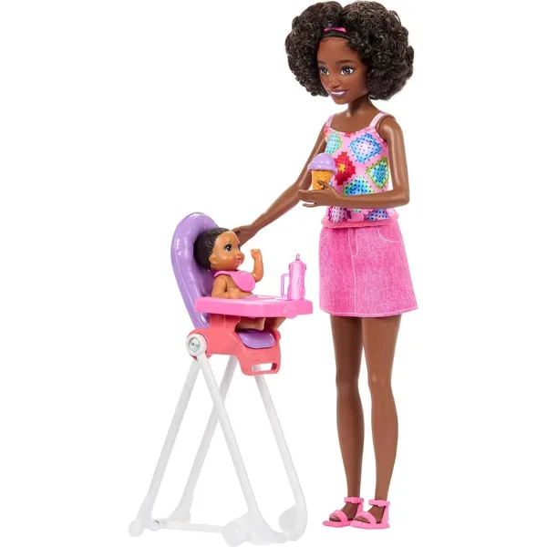 Panenka Barbie v růžových šatech - sada na hlídání dětí - Mattel obrázek 3
