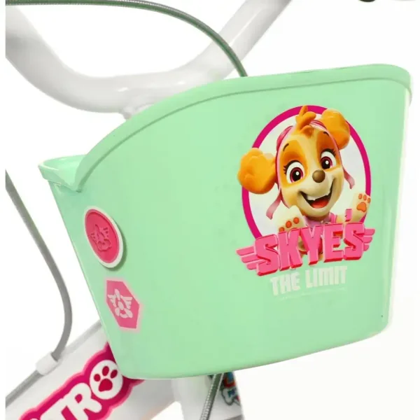 Paw Patrol Skye 14” dětské kolo s košíkem a sedačkou pro panenku v růžovo-mátově zelené barvě – Dino Bikes kolo obrázek 3