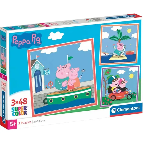 Peppa Pig 3x48 dílků Supercolor puzzle - Clementoni obrázek 1