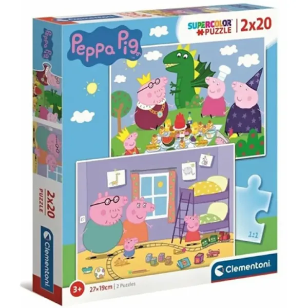 Peppa Pig Supercolor 2 v 1 puzzle 2x20 dílků - Clementoni obrázek 1