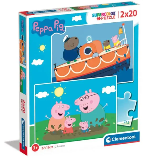 Peppa prasátko Supercolor 2 v 1, 2x20ks puzzle - Clementoni obrázek 1