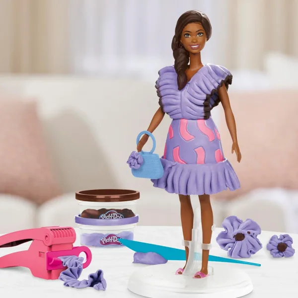 Play-Doh: Barbie Fashionista sada s plastelínou na výrobu vlnitých šatů s panenkou - Hasbro obrázek 4