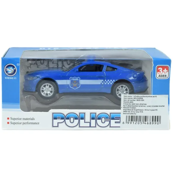 Policejní auta: Kovové policejní auto na zpětné natažení v různých variantách 11cm 1ks obrázek 10