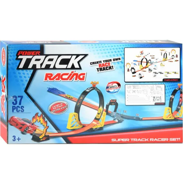 Power Track 37dílná závodní dráha s loopem a 2 auty na zpětné natažení 1/64 obrázek 2