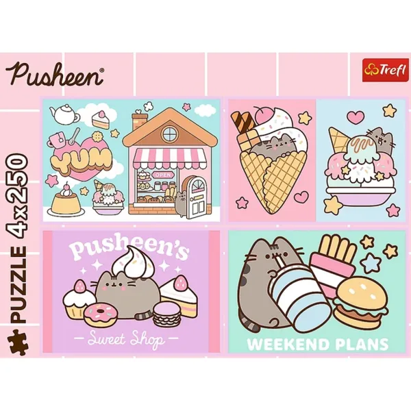 Poznejte kočku Pusheen – 4×250 dílků puzzle – Trefl obrázek 2