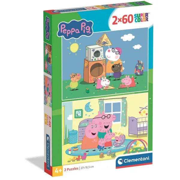 Prasátko Peppa 2×60 dílků Supercolor puzzle - Clementoni obrázek 1