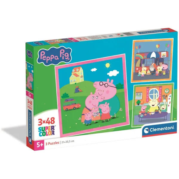 Prasátko Peppa 3×48 dílků Super Color puzzle - Clementoni obrázek 1