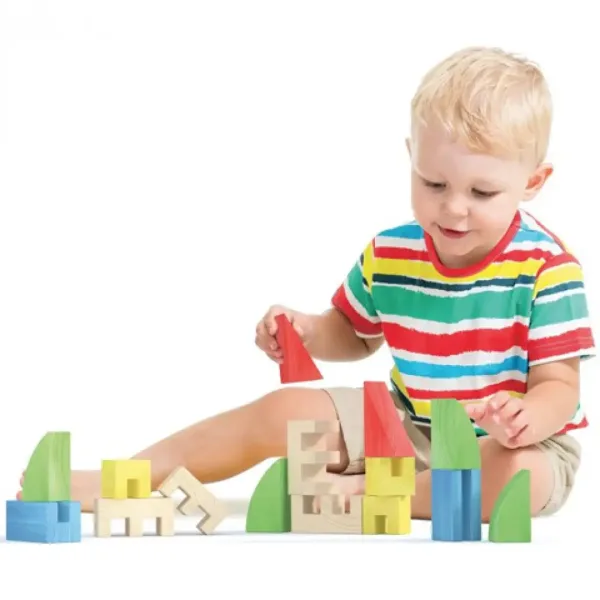 Quercetti: ToyTown Basic sada 15 dřevěných stavebních bloků obrázek 3