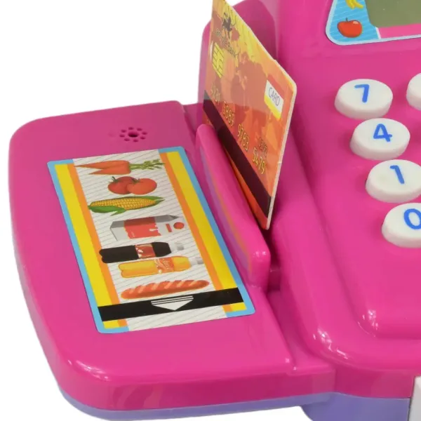Růžová pokladna se světlem a zvukem, doplňky a hračkou penězi 24cm obrázek 4