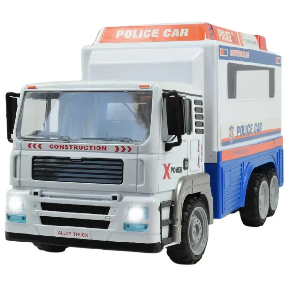 RC Dálkově ovládaný kovový nákladní vůz s policejním designem s světelnými efekty 27MHz měřítko 1/12, délka 32cm obrázek 3