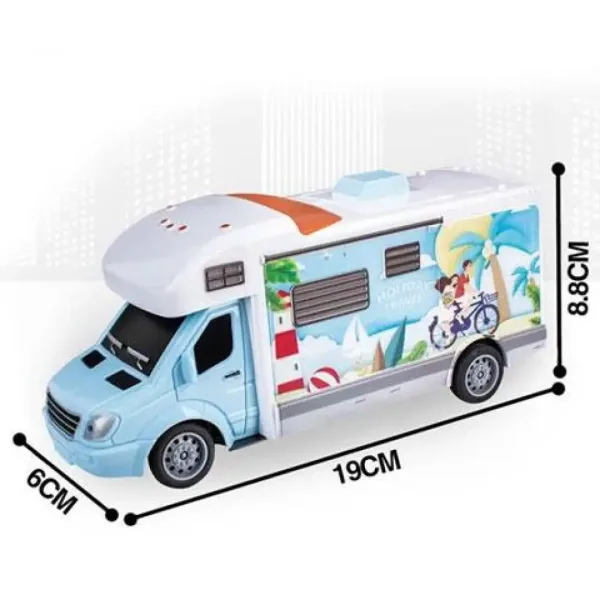 RC Dálkově ovládaný obytný vůz Holiday Travel s osvětlením 27MHz v měřítku 1/32, délka 20cm obrázek 4