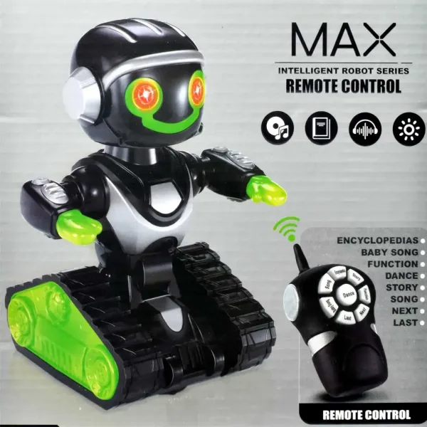 RC Interaktivní dálkově ovládaný MacroBot v černo-zelené barvě s osvětlením a zvukem 20cm obrázek 4