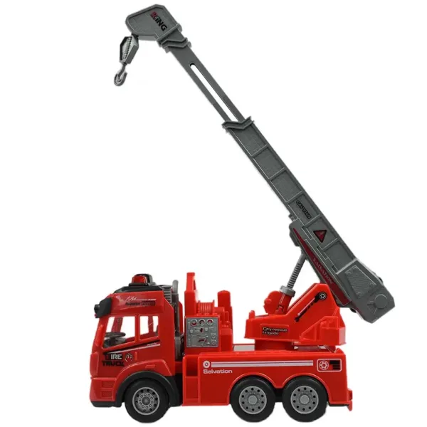 RC dálkově ovládaný hasičský vůz s jeřábem a světelnými efekty v měřítku 1/43, 27 MHz, 20 cm obrázek 4